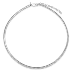 Sterling Silver Rhodium-plated 4mm with a 2 inch Extention Cubetto Chain QG2555R-16
