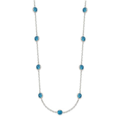 Sterling Silver 9-Station Blue CZ Necklace QG2651-18
