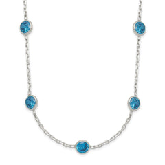 Sterling Silver 9-Station Blue CZ Necklace QG2651-18