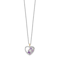 Brilliant Gemstones Sterling Silver with 14K Accent Rhodium-plated Amethyst and White Topaz and Diamond 18 Inch Necklace with 2 Inch Extender QG2712-17