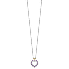 Brilliant Gemstones Sterling Silver with 14K Accent Rhodium-plated Amethyst and Diamond 18 Inch Necklace with 2 Inch Extender QG2720-18