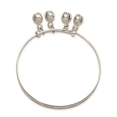 Sterling Silver D/C & Textured Bells Adjustable Children's Bangle Bracelet QG2820