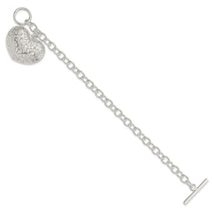 Sterling Silver Puffed Filigree Heart Toggle Bracelet QG2978-7.75