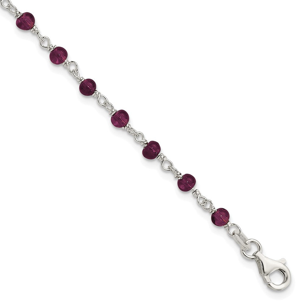 Sterling Silver Dark Red CZ Polished Bracelet QG2991-7.25