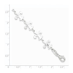 Sterling Silver Polished Fleur De Lis Bracelet QG3004-7.5