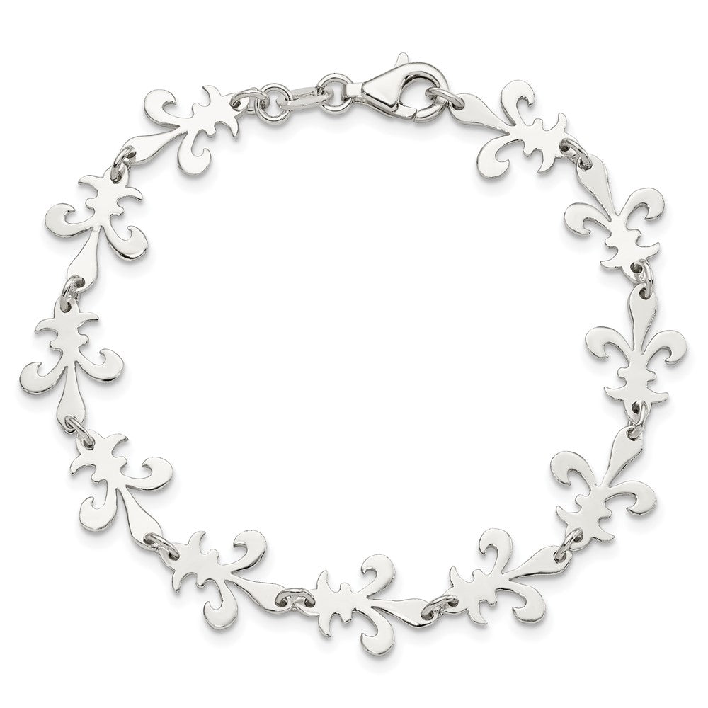 Sterling Silver Polished Fleur De Lis Bracelet QG3004-7.5