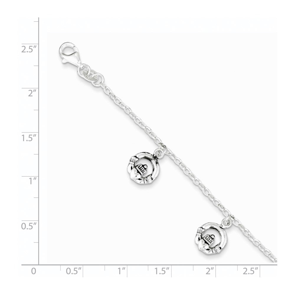 Sterling Silver Antiqued Claddagh Bracelet QG3005-7