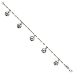 Sterling Silver Antiqued Claddagh Bracelet QG3005-7