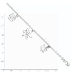 Sterling Silver Diamond-Cut Snowflake Bracelet QG3006-7.5