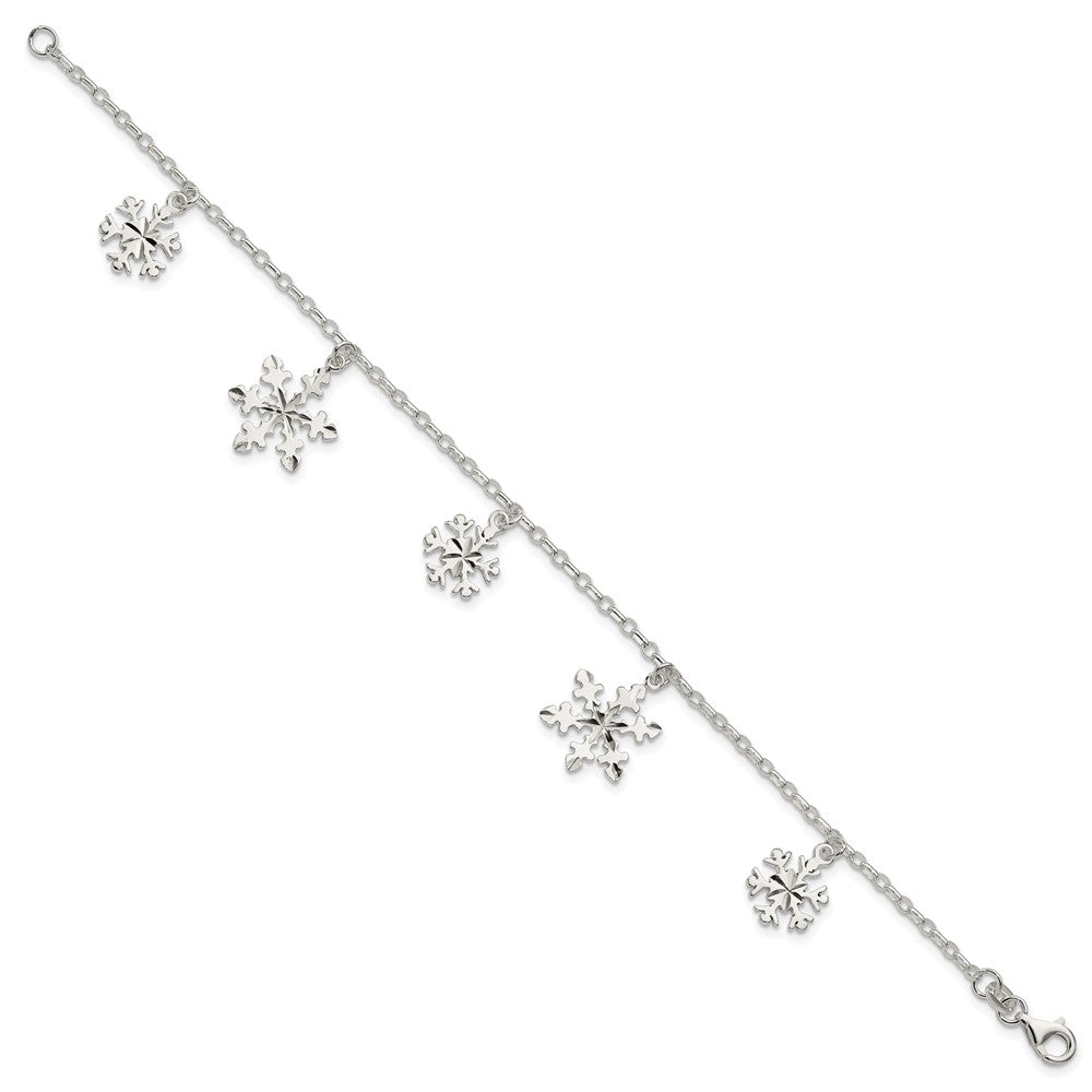 Sterling Silver Diamond-Cut Snowflake Bracelet QG3006-7.5