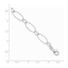 Sterling Silver Oval Link w/Hearts Bracelet QG3056-7.5