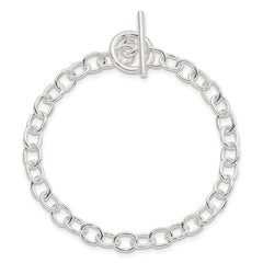 Sterling Silver Polished Fancy Link Toggle Bracelet QG3077-7.5