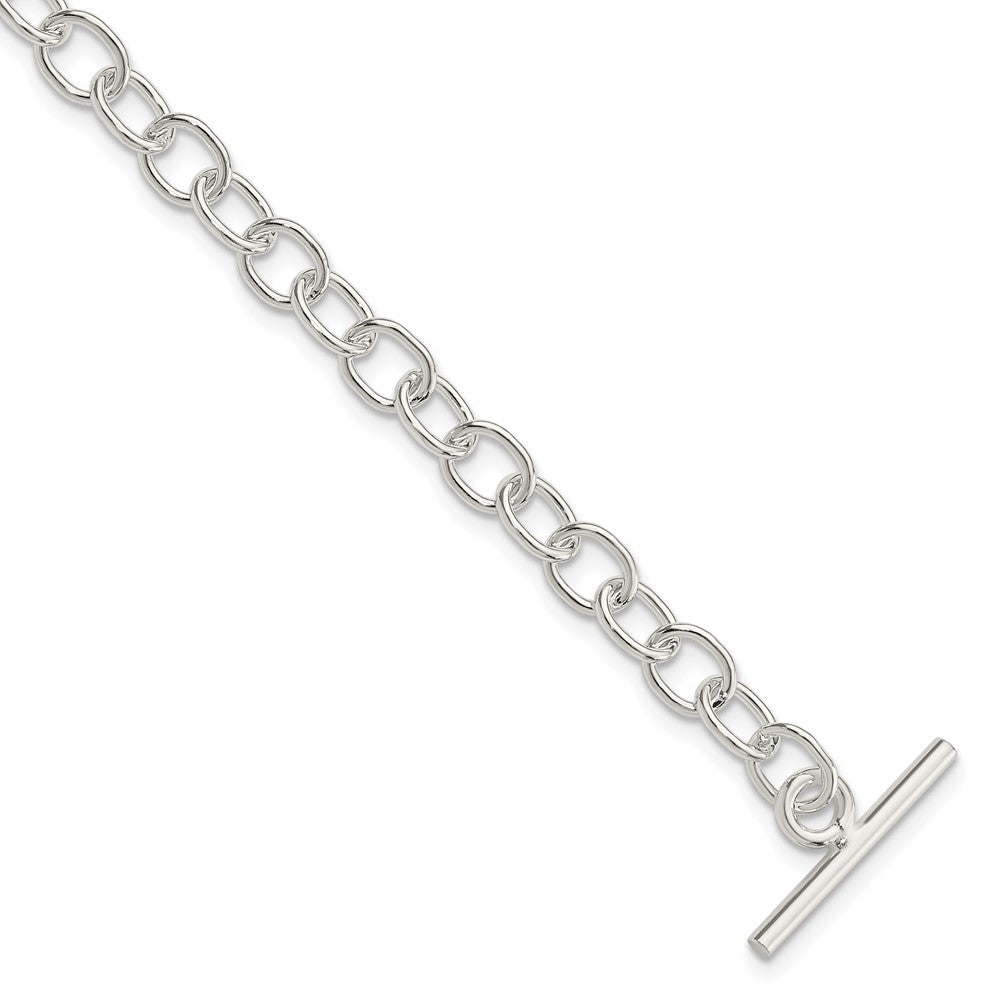 Sterling Silver Polished Fancy Link Toggle Bracelet QG3077-7.5