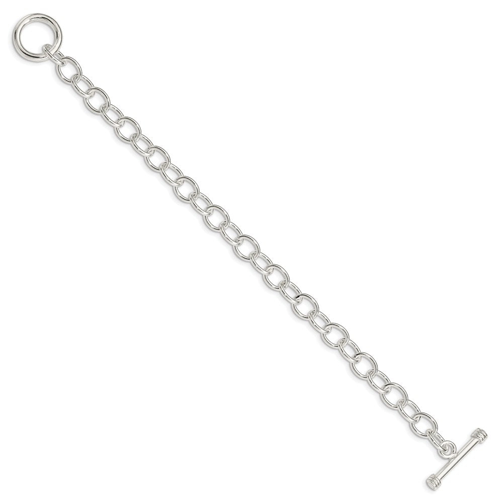 Sterling Silver Polished Fancy Link Toggle Bracelet QG3080-7.5