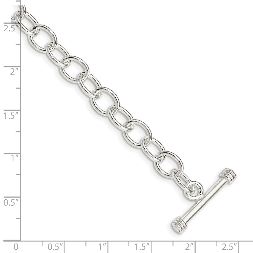 Sterling Silver Polished Fancy Link Toggle Bracelet QG3080-7.5
