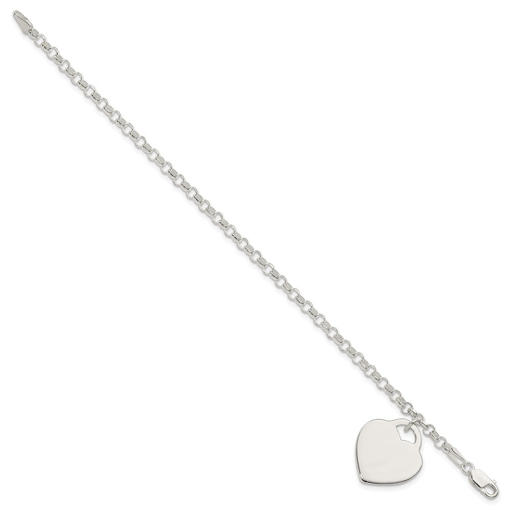 Sterling Silver Engraveable Heart Bracelet QG3087-7