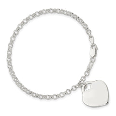 Sterling Silver Engraveable Heart Bracelet QG3087-7