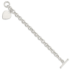 Sterling Silver Engraveable Heart Toggle Bracelet QG3088-7.5