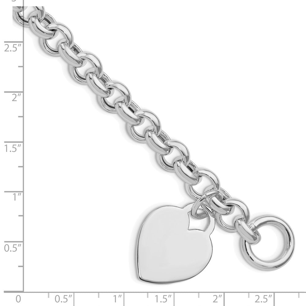 Sterling Silver Rhodium-plated Heart Toggle Bracelet QG3088R-7.5