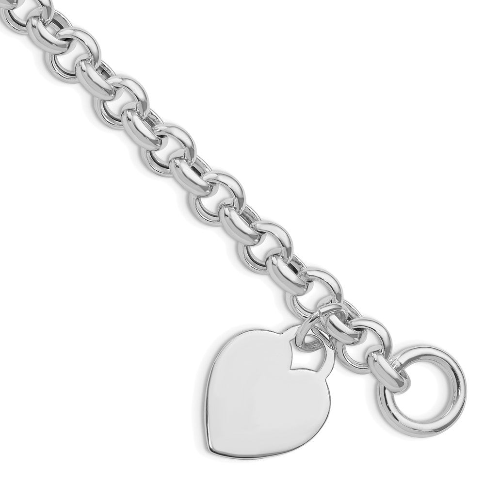 Sterling Silver Rhodium-plated Heart Toggle Bracelet QG3088R-7.5