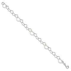 Sterling Silver Polished Fancy Link Heart Bracelet QG3099-7.5
