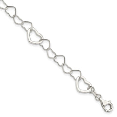 Sterling Silver Polished Fancy Link Heart Bracelet QG3099-7.5