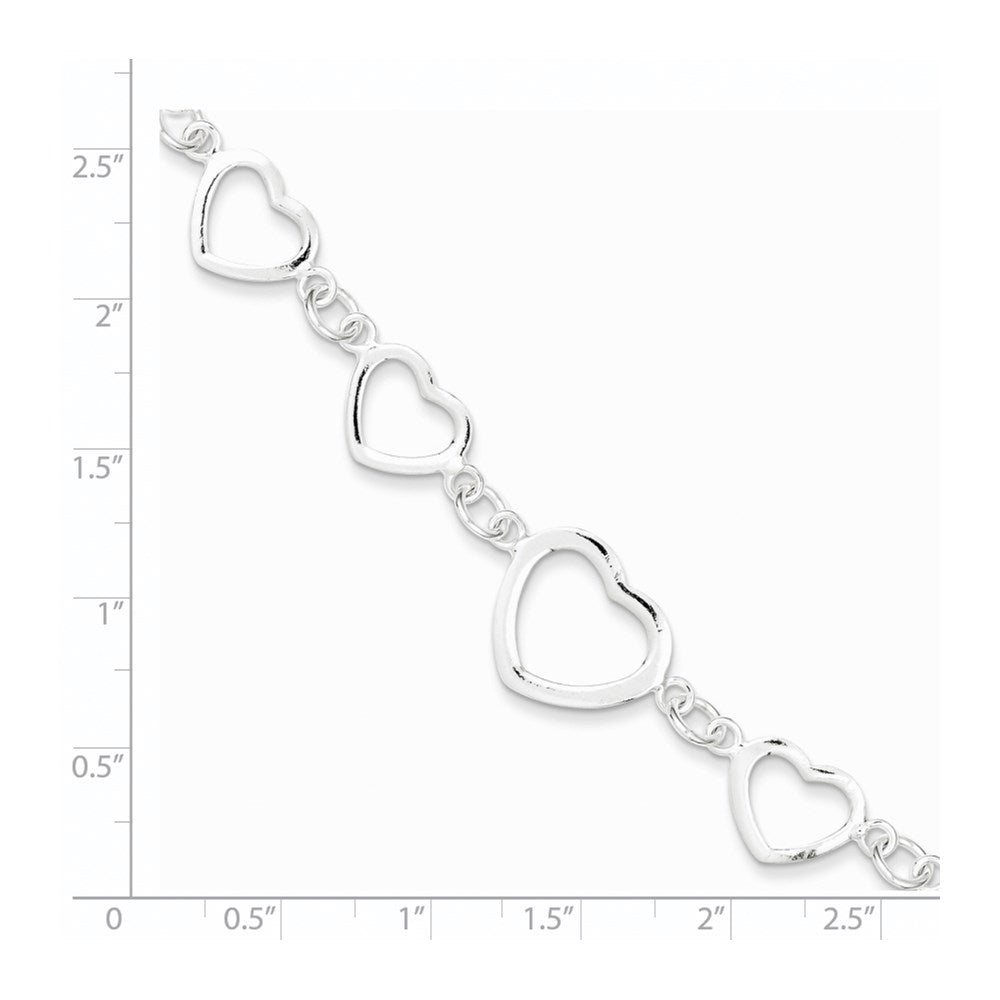 Sterling Silver Polished Heart Fancy Link Bracelet QG3100-7.5