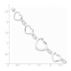 Sterling Silver Polished Heart Fancy Link Bracelet QG3100-7.5