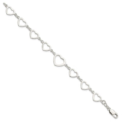 Sterling Silver Polished Heart Fancy Link Bracelet QG3100-7.5