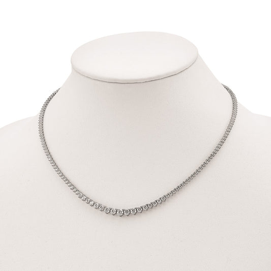 Sterling Shimmer Sterling Silver Rhodium-plated 17 inch 180 Stone Graduated CZ Necklace QG3129-17