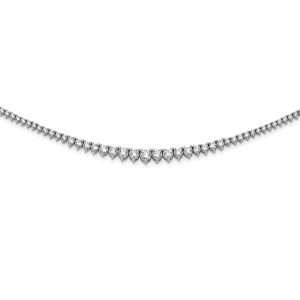 Sterling Shimmer Sterling Silver Rhodium-plated 17 inch 180 Stone Graduated CZ Necklace QG3129-17