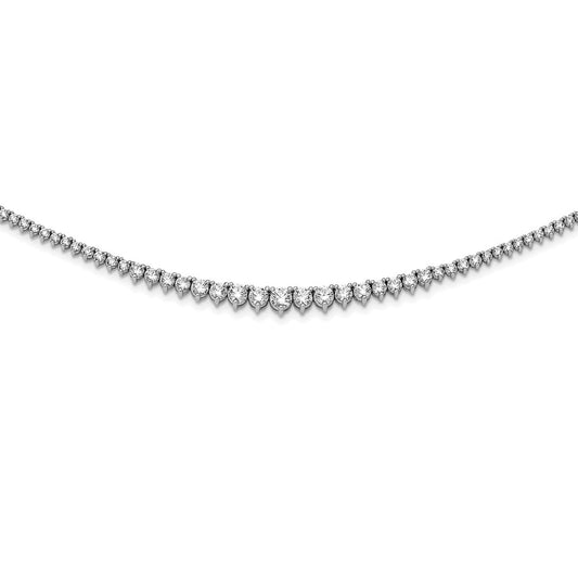 Sterling Shimmer Sterling Silver Rhodium-plated 17 inch 180 Stone Graduated CZ Necklace QG3129-17