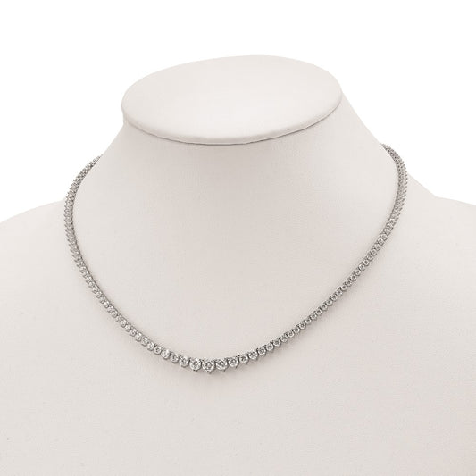 Sterling Shimmer Sterling Silver Rhodium-plated 17 inch 157 Stone Graduated CZ Necklace QG3130-17