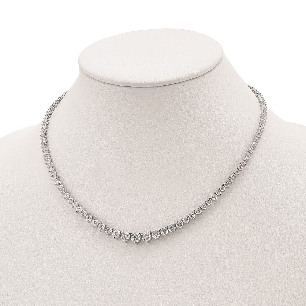 Sterling Shimmer Sterling Silver Rhodium-plated 17 inch 132 Stone Graduated CZ Necklace QG3131-17