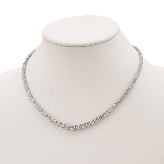 Sterling Shimmer Sterling Silver Rhodium-plated 17 inch 132 Stone Graduated CZ Necklace QG3131-17