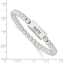 Sterling Silver Enameled MOM Stretch Bracelet QG3208