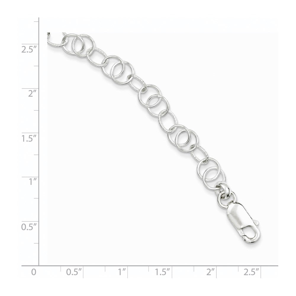 Sterling Silver Polished and Textured Fancy Bracelet QG3222-7.5