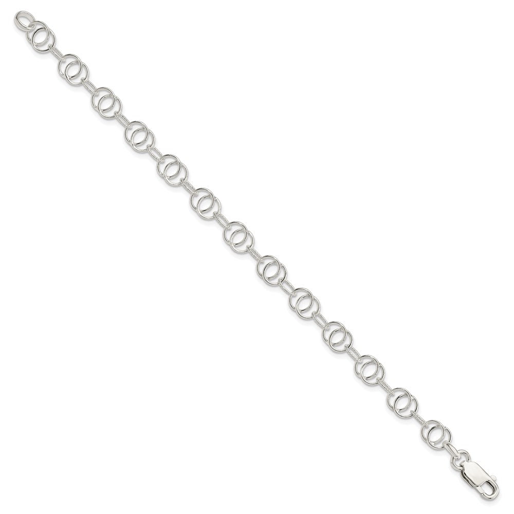 Sterling Silver Polished and Textured Fancy Bracelet QG3222-7.5