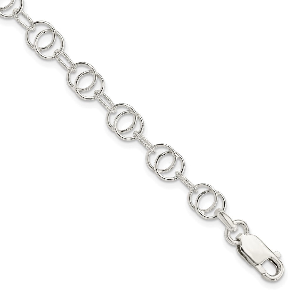 Sterling Silver Polished and Textured Fancy Bracelet QG3222-7.5