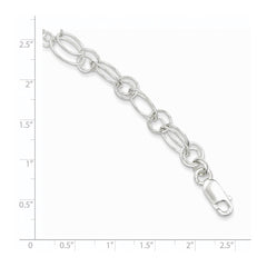 Sterling Silver Polished Oval Link Bracelet QG3225-7.5