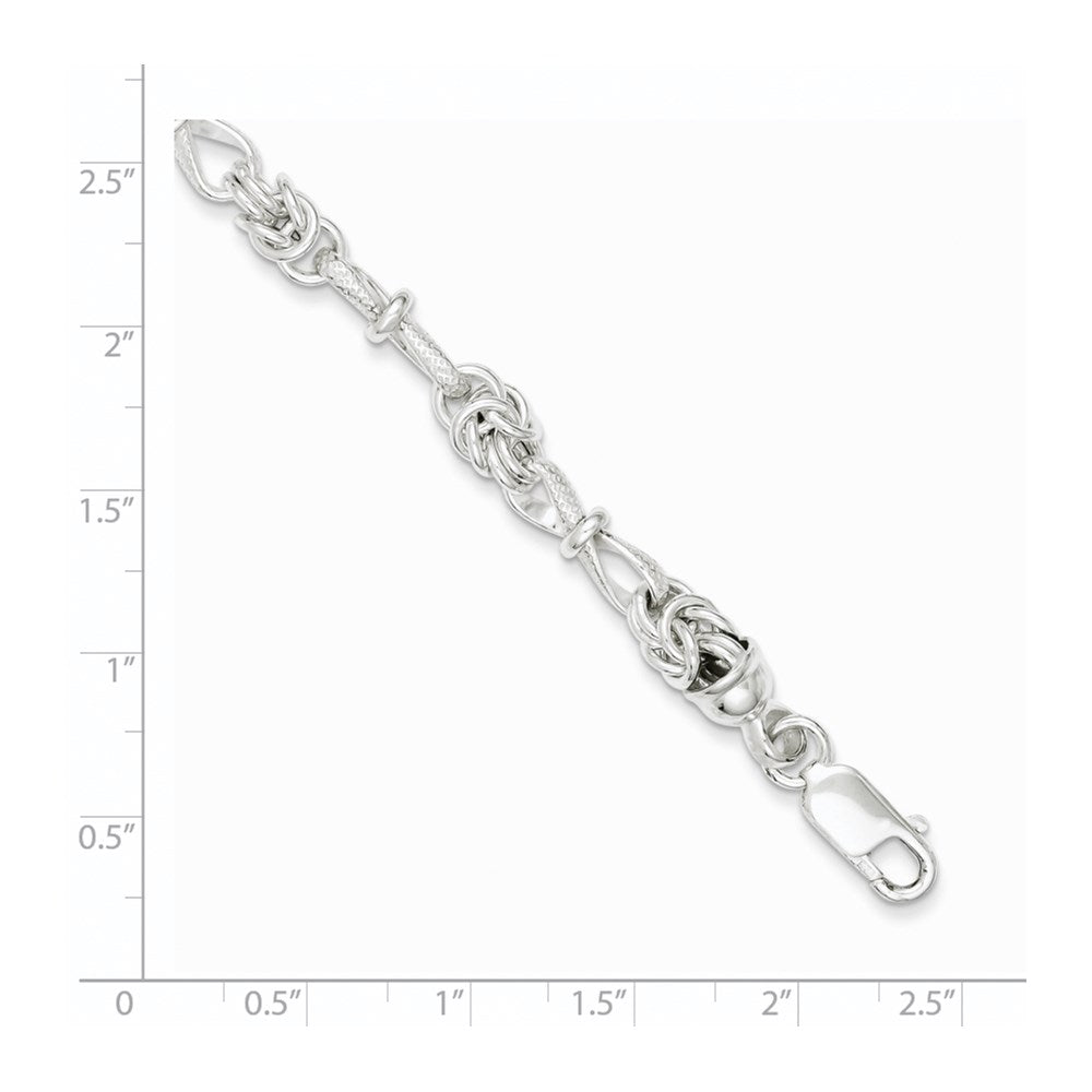 Sterling Silver Polished and Textured Fancy Bracelet QG3231-7.5