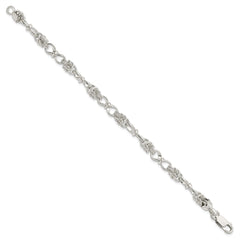 Sterling Silver Polished and Textured Fancy Bracelet QG3231-7.5