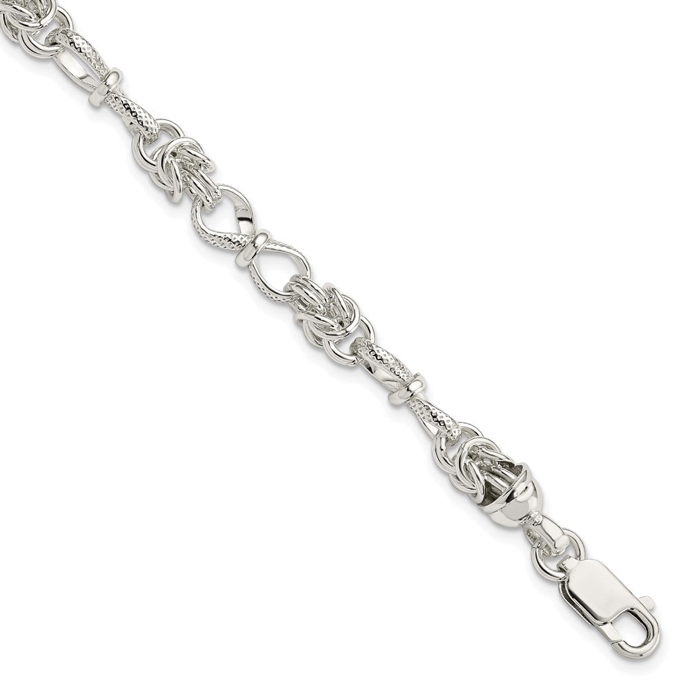Sterling Silver Polished and Textured Fancy Bracelet QG3231-7.5