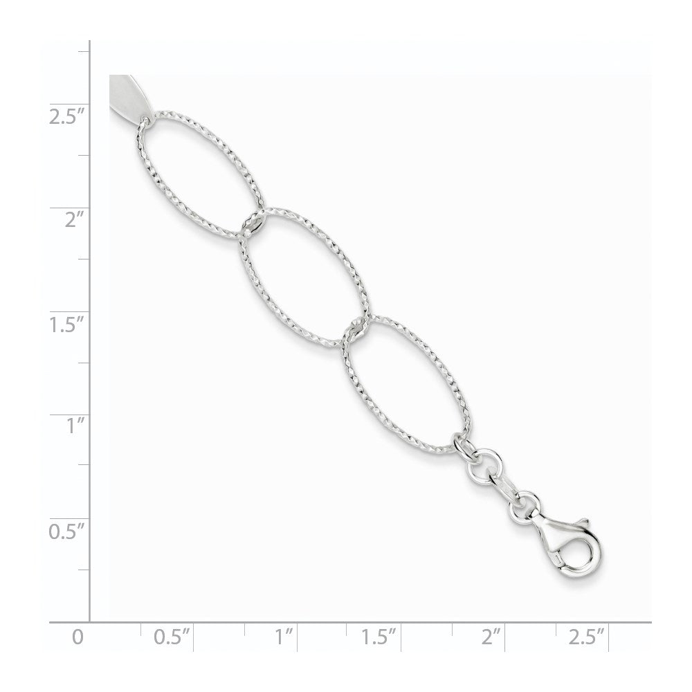 Sterling Silver Polished and Textured Oval Link Bracelet QG3237-7.5