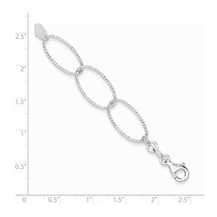 Sterling Silver Polished and Textured Oval Link Bracelet QG3237-7.5
