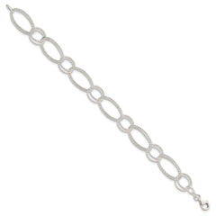 Sterling Silver Textured Double Link Bracelet QG3238-7