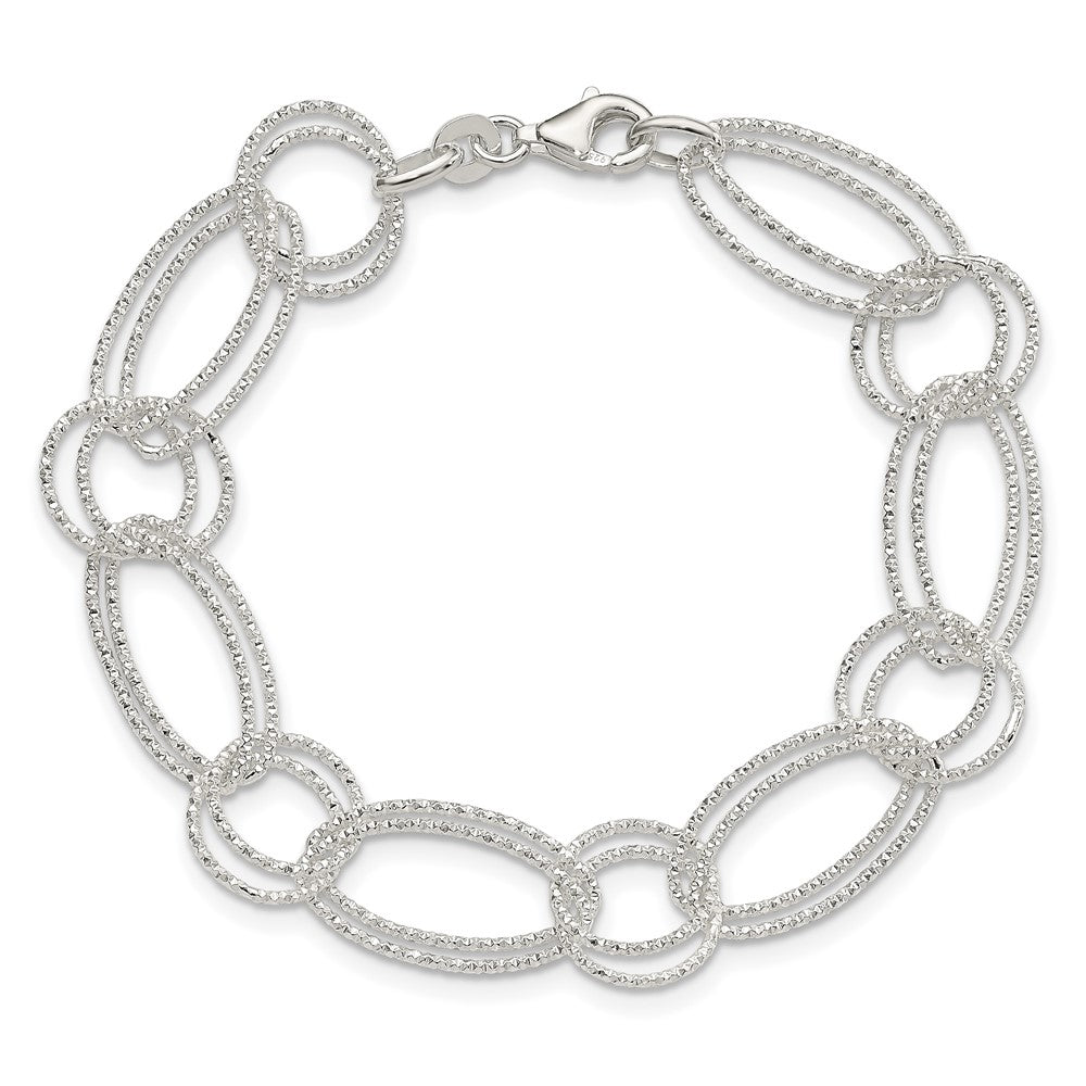 Sterling Silver Textured Double Link Bracelet QG3238-7