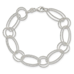 Sterling Silver Textured Double Link Bracelet QG3238-7