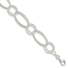Sterling Silver Textured Double Link Bracelet QG3238-7