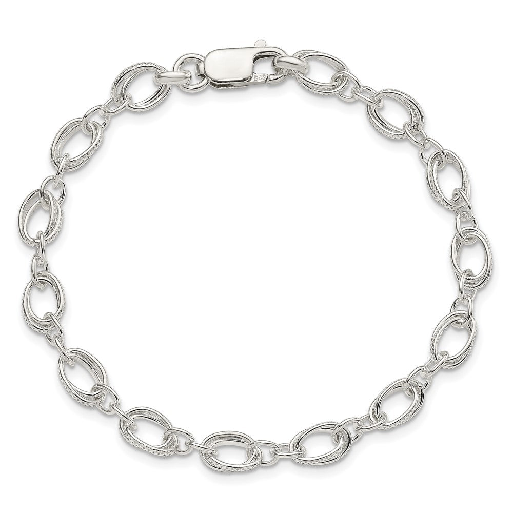 Sterling Silver Polished and Textured 5.5mm Fancy Bracelet QG3246-7.5